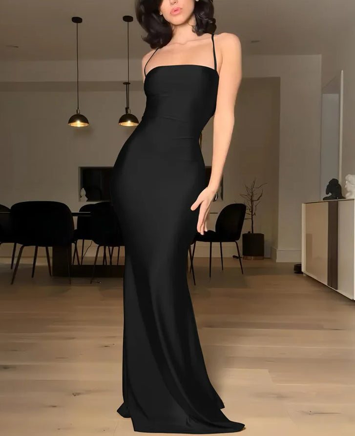 Draped Bandage Backless Slip Maxi Dress