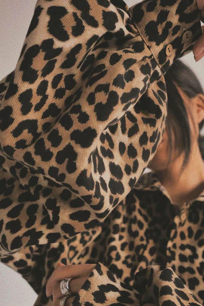 Leopard Oversized Shirt Style Coat