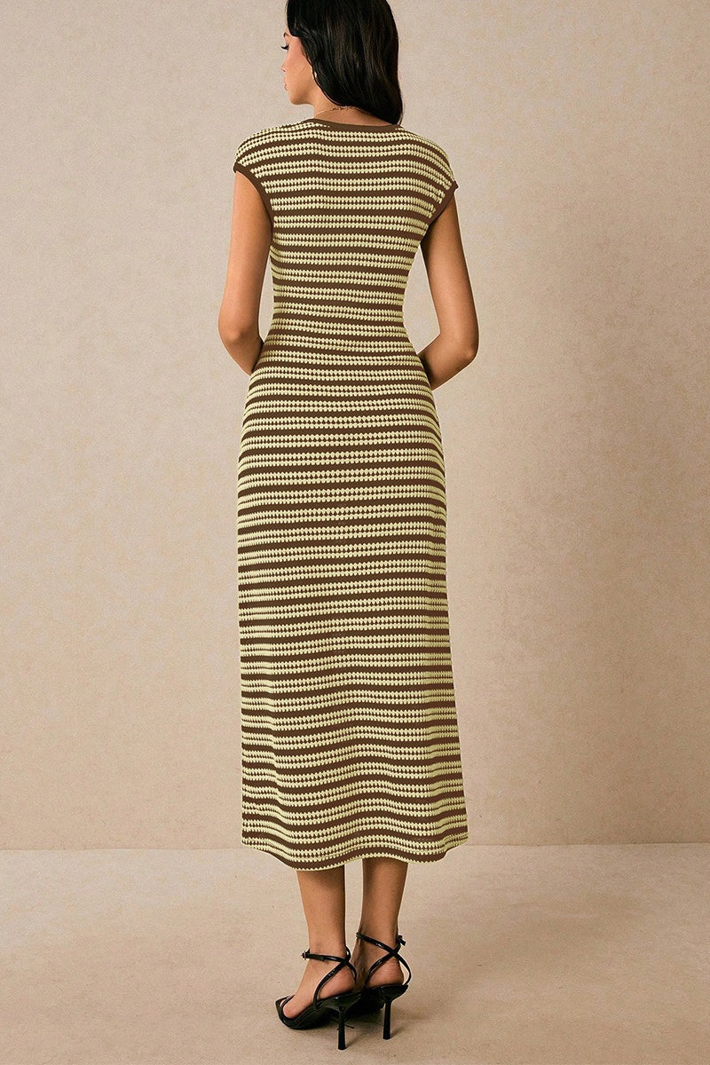 Striped Knit Bodycon Work Dress