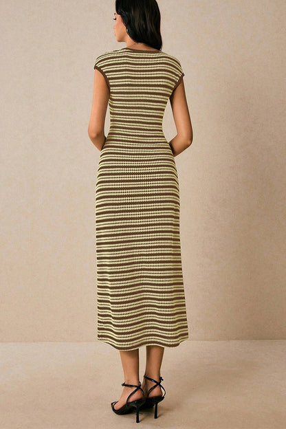 Striped Knit Bodycon Work Dress