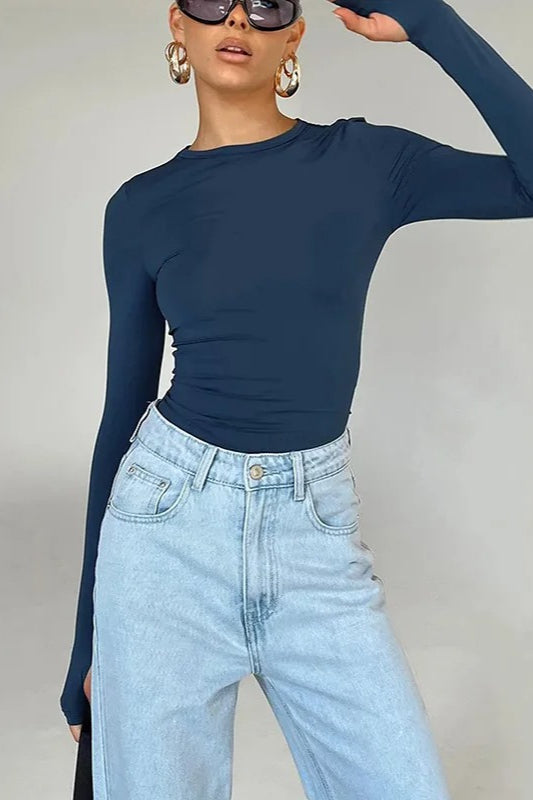 Long Sleeve Slim Fit Crop Top
