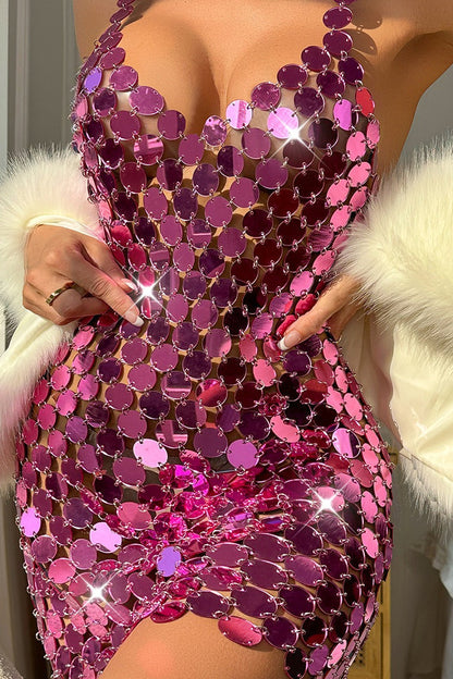 Punk Style Sexy Acrylic Sequin Dress
