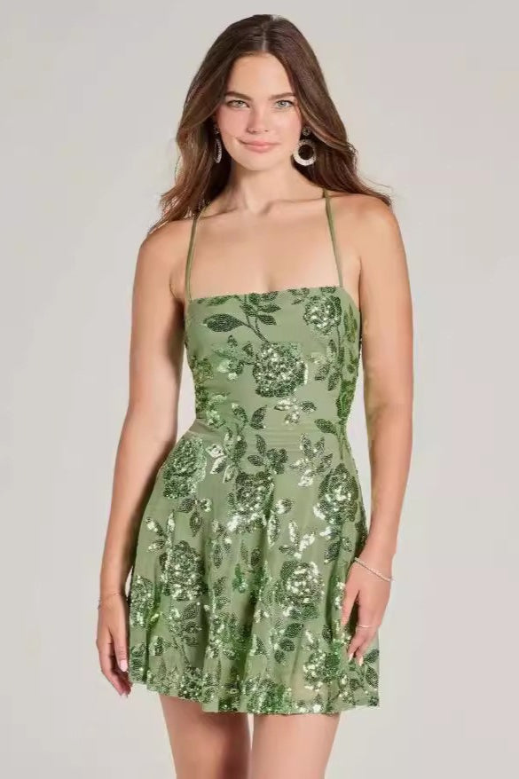 Sexy Cami Bodycon Short Sequin Dress