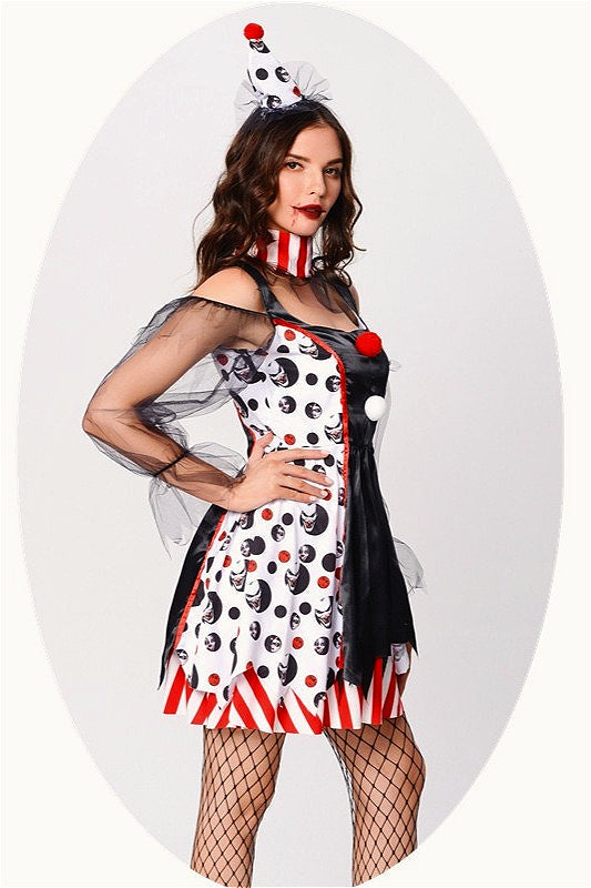Evil Circus Clown Halloween Club Stage Party Dress