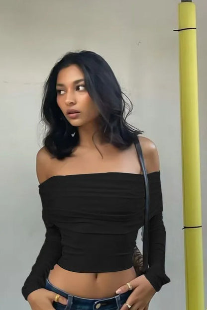 Sexy Long Sleeve Crop Top