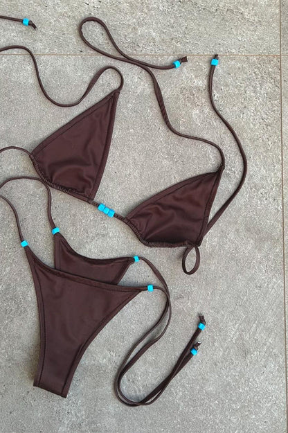 Low Waisted Strappy Halter Bikini Sets