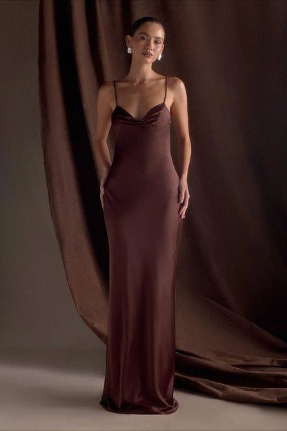 Draped Maxi Silk Dress