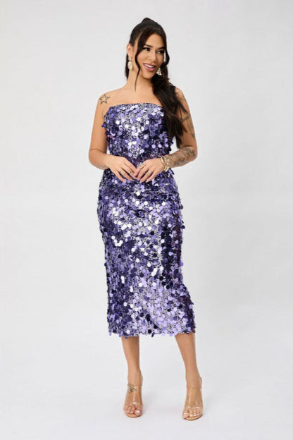 Strapless Backless Sequin Split Sexy Party Sequin Dress