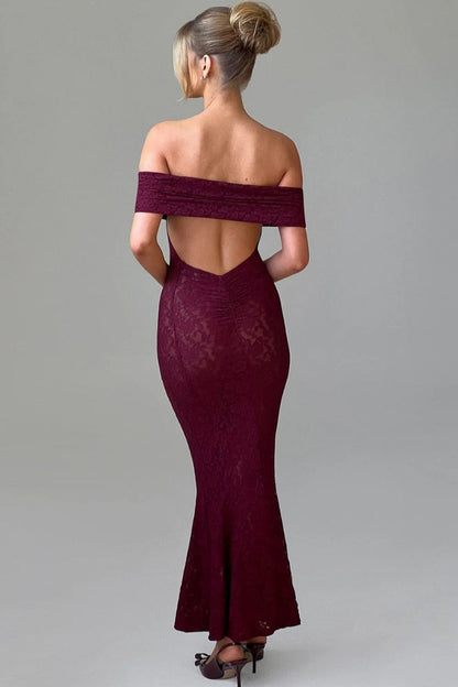 Sexy Floral Lace Backless Lace Dress