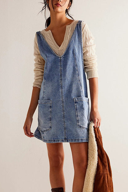 Mini Suspender Denim Dress