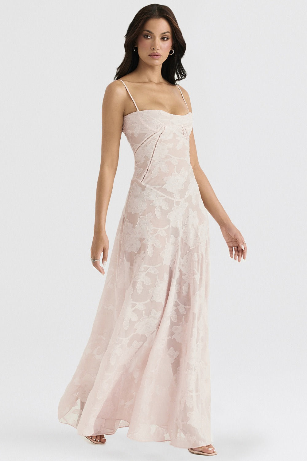 Lace Tie-Strap Romantic Maxi Dress