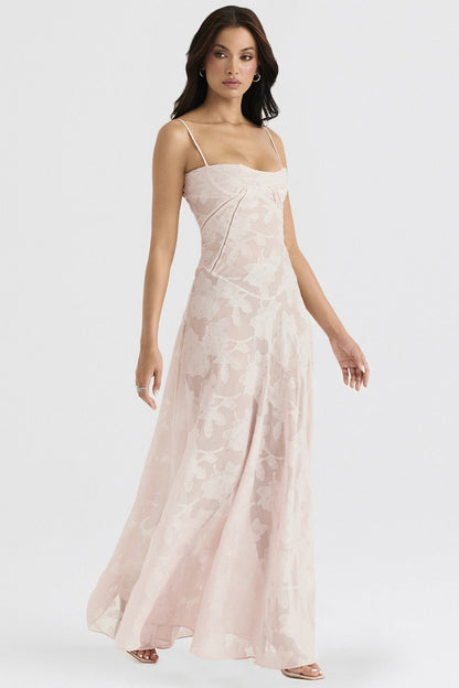 Lace Tie-Strap Romantic Maxi Dress