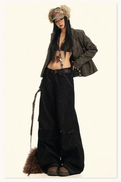 Wide-Leg Drapey Jeans