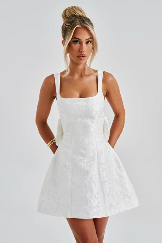 Square Neck Bow Bodycon Party Dress