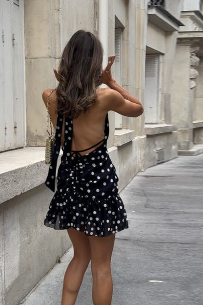Sexy Polka Dot V-Neck Mini Dress