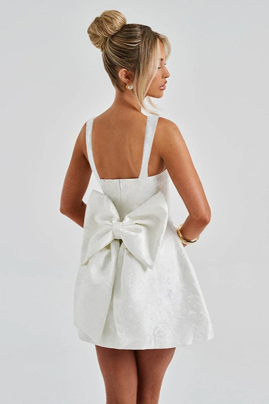 Square Neck Bow Bodycon Party Dress