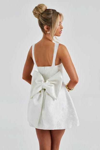 Square Neck Bow Bodycon Party Dress