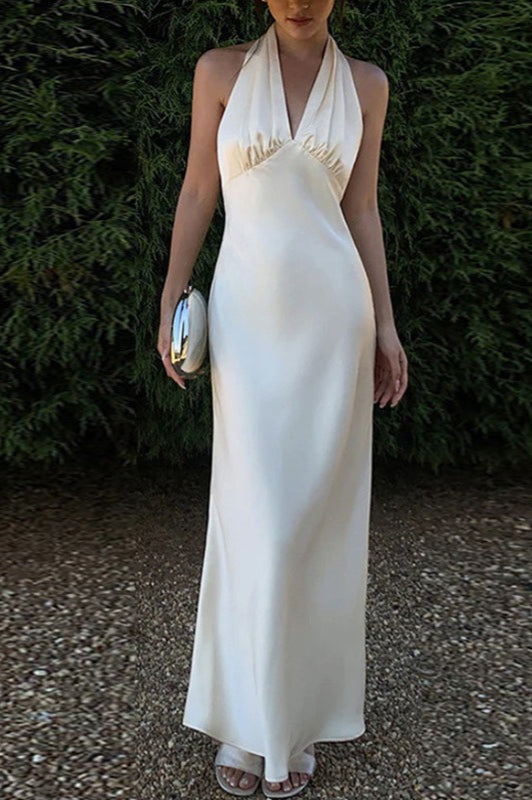 Halter Satin Mermaid Bodycon Silk Dress
