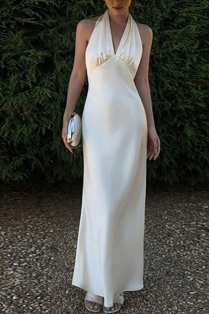 Halter Satin Mermaid Bodycon Silk Dress