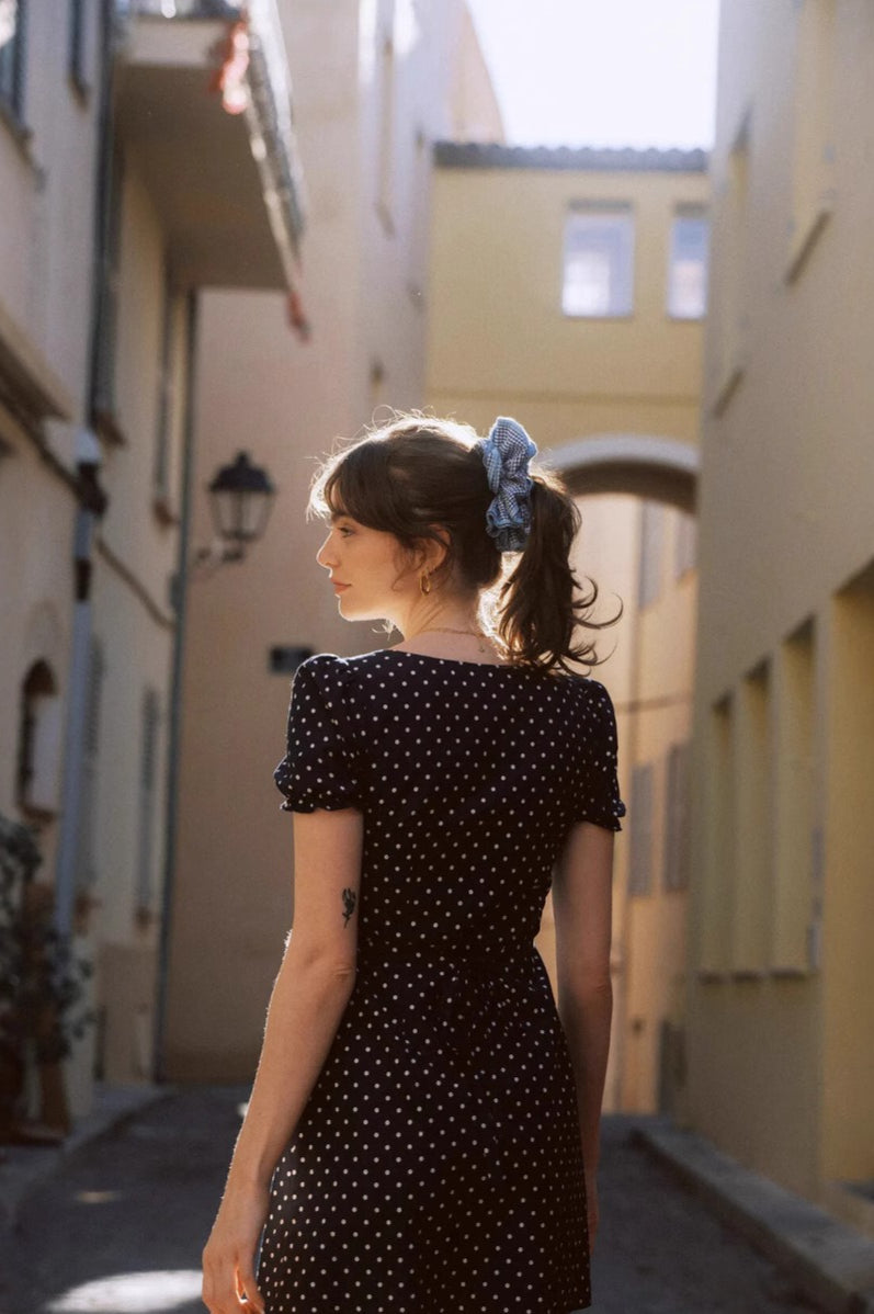 Polka Dot V Neck Mini Work Dress