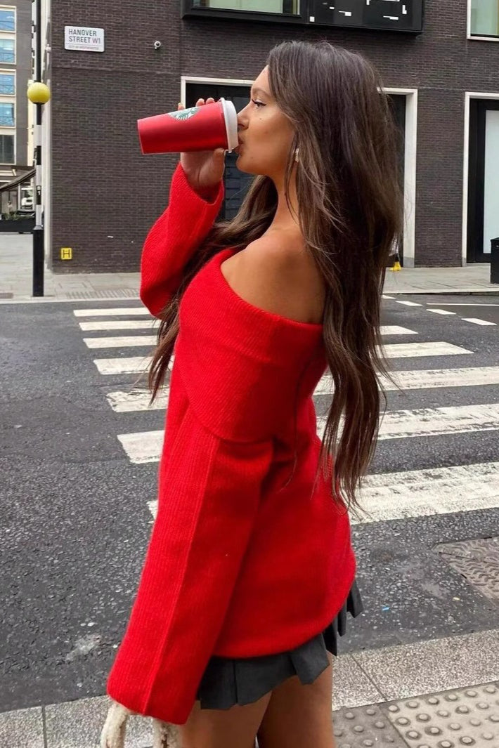 Straight Shoulder Loose Fit Sweater