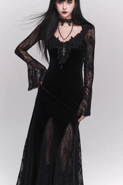 Halloween Gothic Lace Red and Black Dress