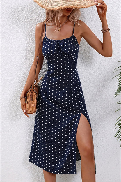 Spaghetti Strap Slit Floral Dress