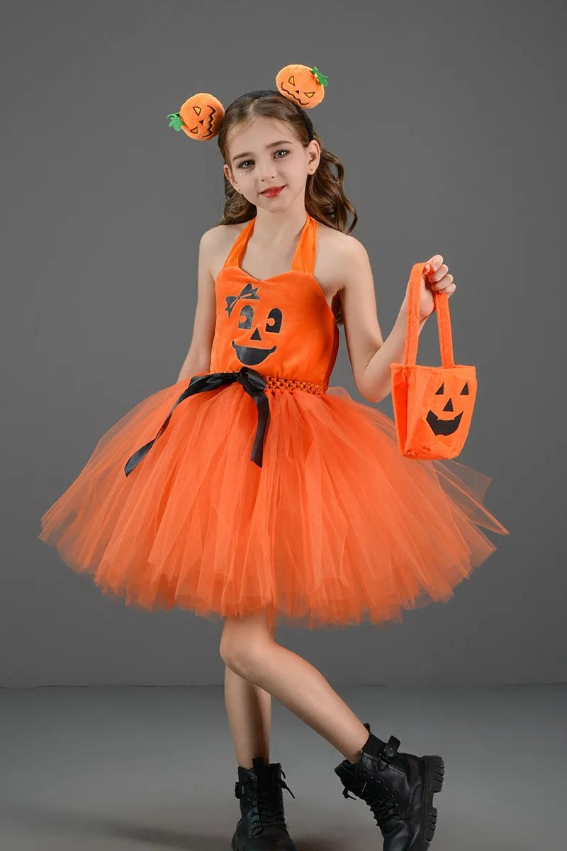 Pumpkin Witch Dress Kid Halloween