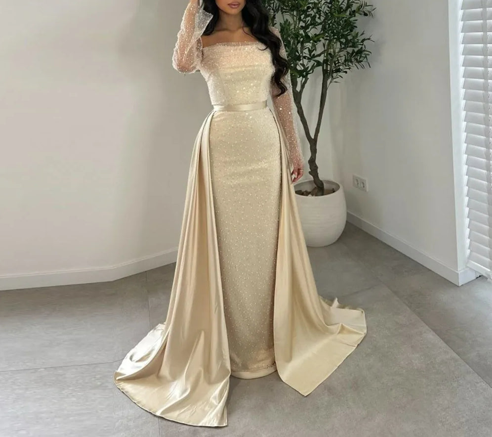 Sequin Mermaid Long Sleeve Prom Dress