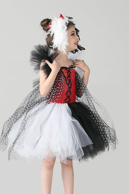 Black & White Witch Dress Kid Halloween Costume