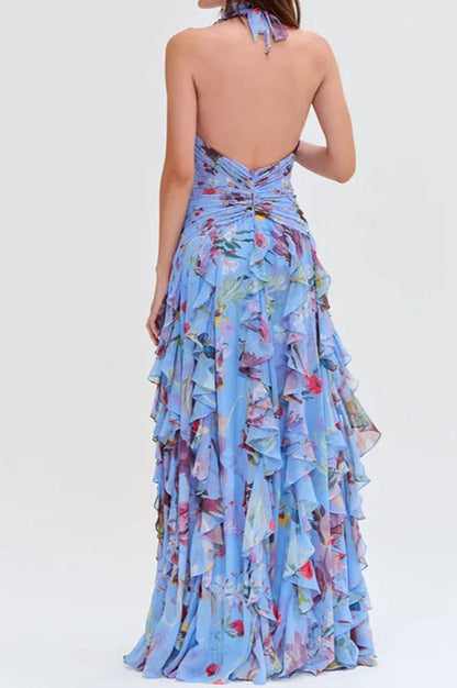 Sleeveless Hollow Maxi Floral Dress