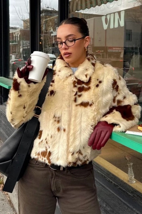 Faux Fur Leopard Pattern Coat