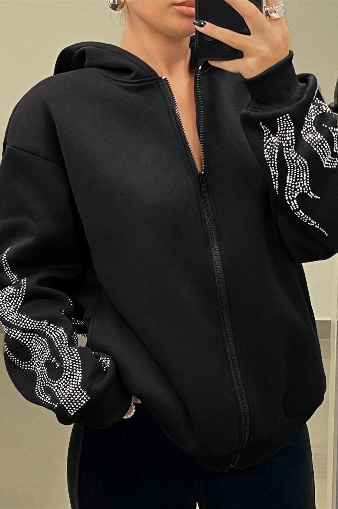 Street Style Flame Zipper Hoodie
