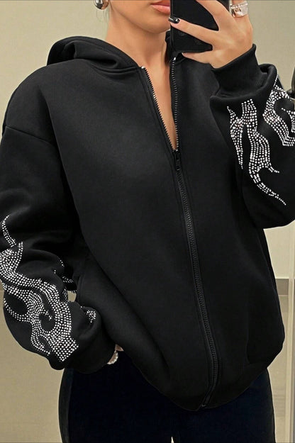 Street Style Flame Zipper Hoodie