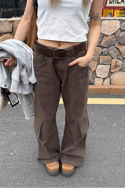 Retro 90s Style Dark Brown Jeans