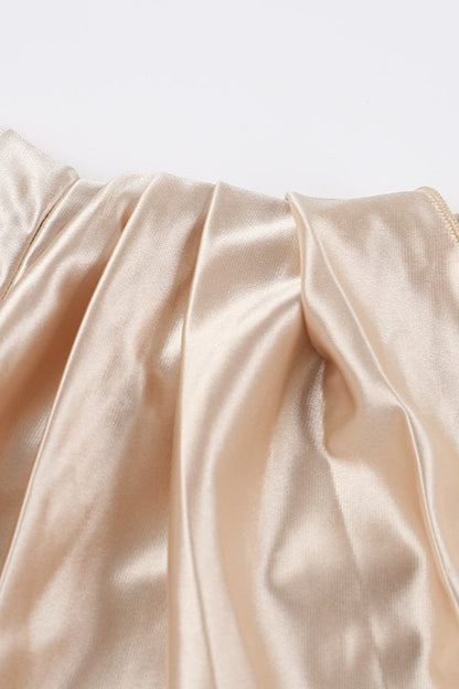 Satin Off-Shoulder Slit Party Dress