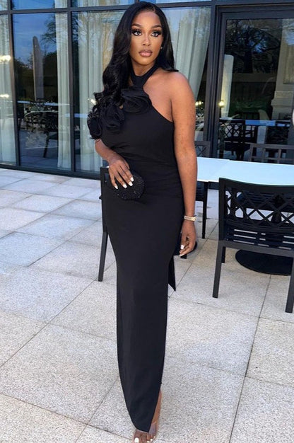 Flirty Halter Slit Party Dress