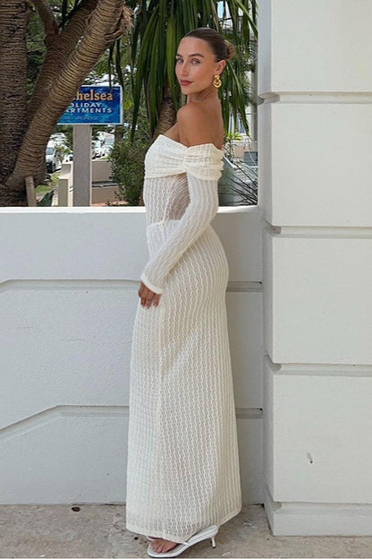 Off-Shoulder Defined Waist Party Dress