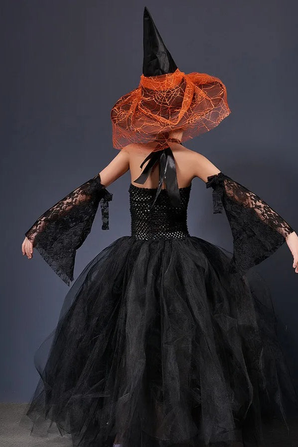Witch Tulle Maxi Dress Kid Halloween Costume