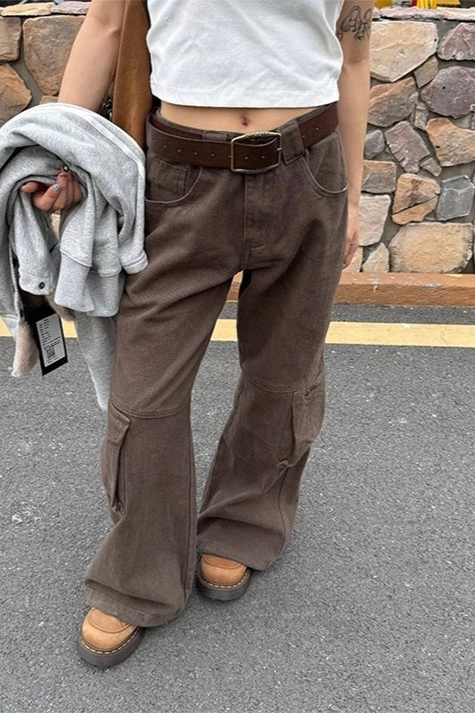 Retro 90s Style Dark Brown Jeans