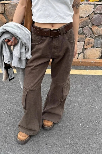 Retro 90s Style Dark Brown Jeans