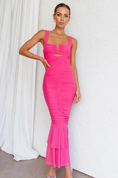 Ruched Panel Slip Dress