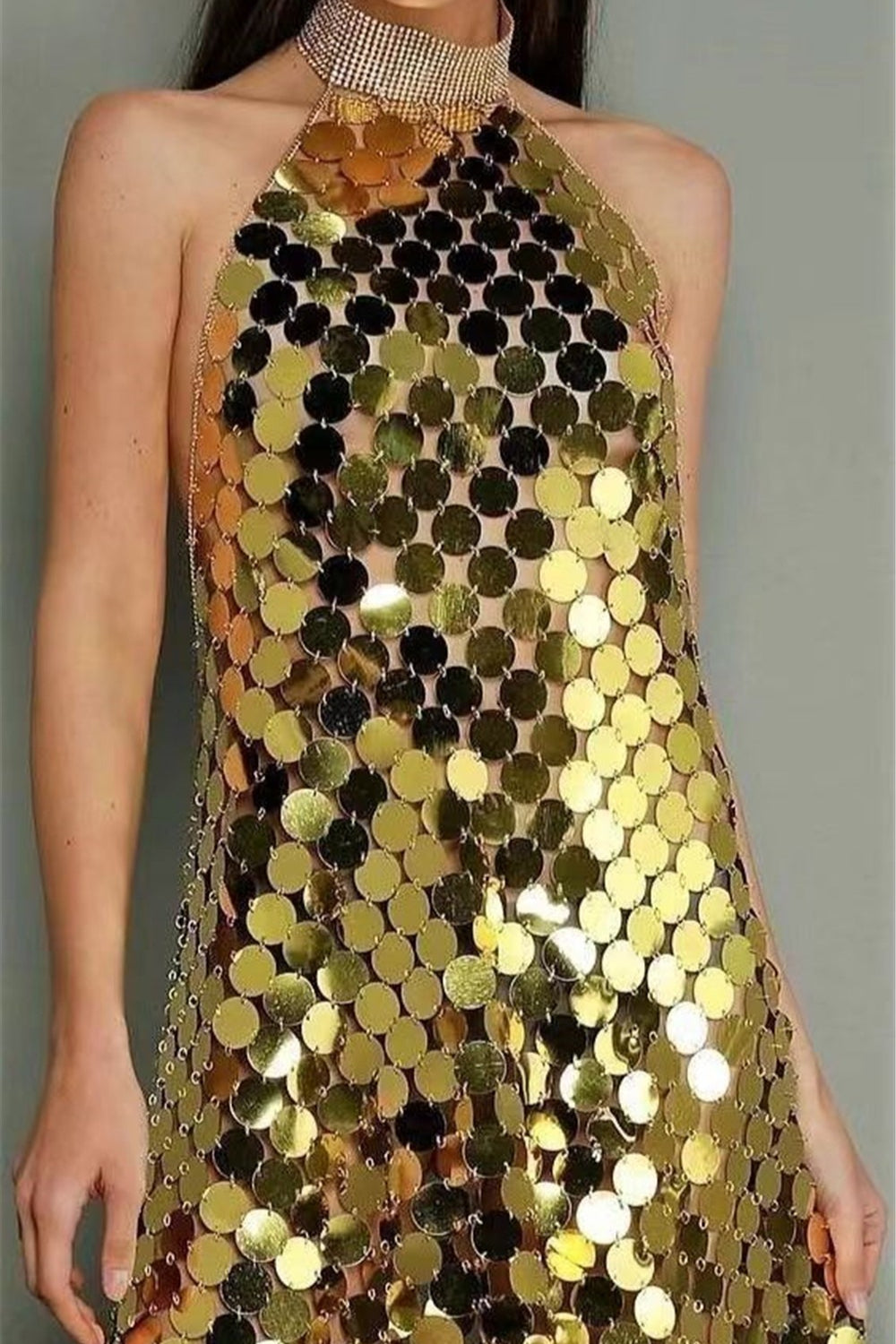 Handmade Beaded Sequin Club Slim Sequin Dress