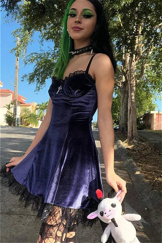 Halloween Lace Trim Cami Dress