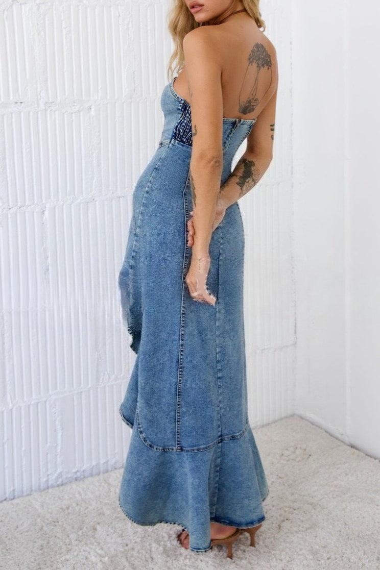 Strapless Bodycon Denim Dress
