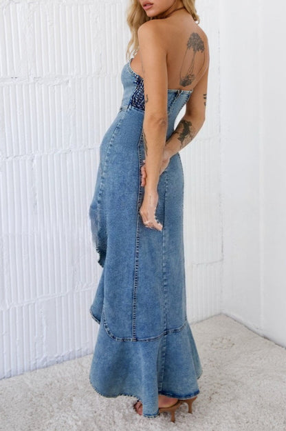Strapless Bodycon Denim Dress