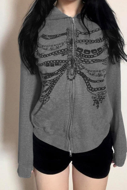 Street Style Chain Skeleton Hoodie