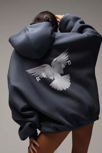 Oversized Hooded Sweatshirt with Back Print Hoodie