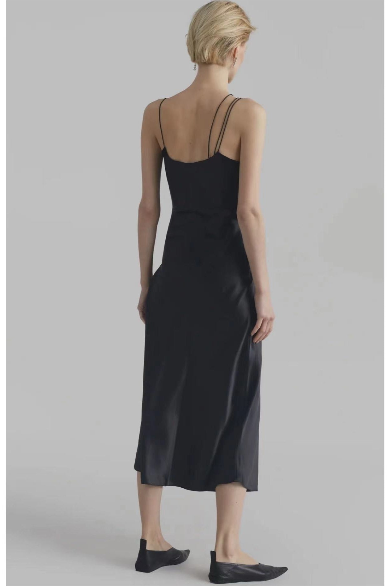 Asymmetrical Cami Solid Satin Silk Dress