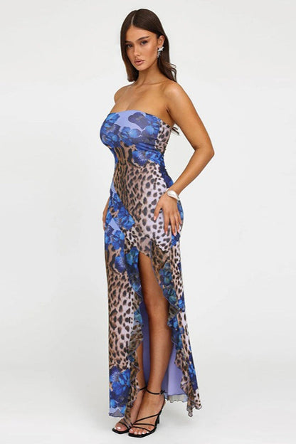Strapless Leopard Bodycon Party Dress